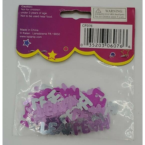 Leah Personalized Name Confetti Foil Pink & Silver 2 Packs Party Crafts Birthday - Picture 5 of 6